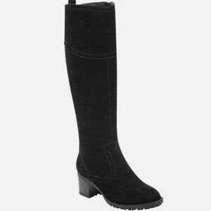 Easy Spirit Grazes SEGRAZES Womens Black Wide Calf Leather Tall Boots 7.5 W